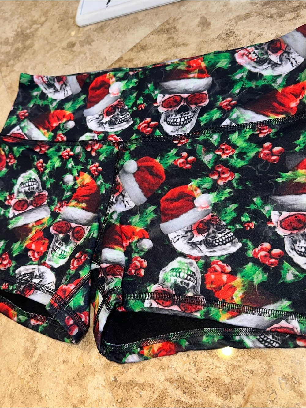 Fleo rare EVIL SANTAWomen’s Holiday Skull Print Stretch Shorts - PHR